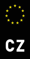 Přelepka na SPZ / RZ – EU černá se žlutými hvězdami (2 ks)