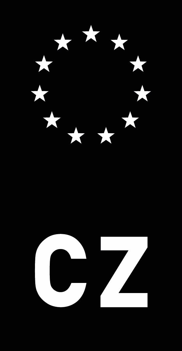 Přelepka na SPZ / RZ – EU černá s bílými hvězdami (2 ks)